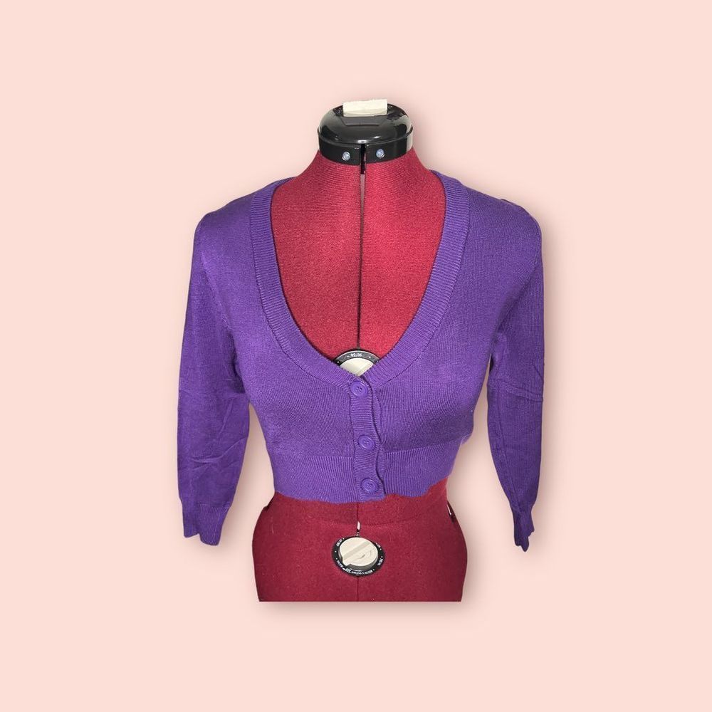 NWT Purple 3/4 sleeve cropped cardigan